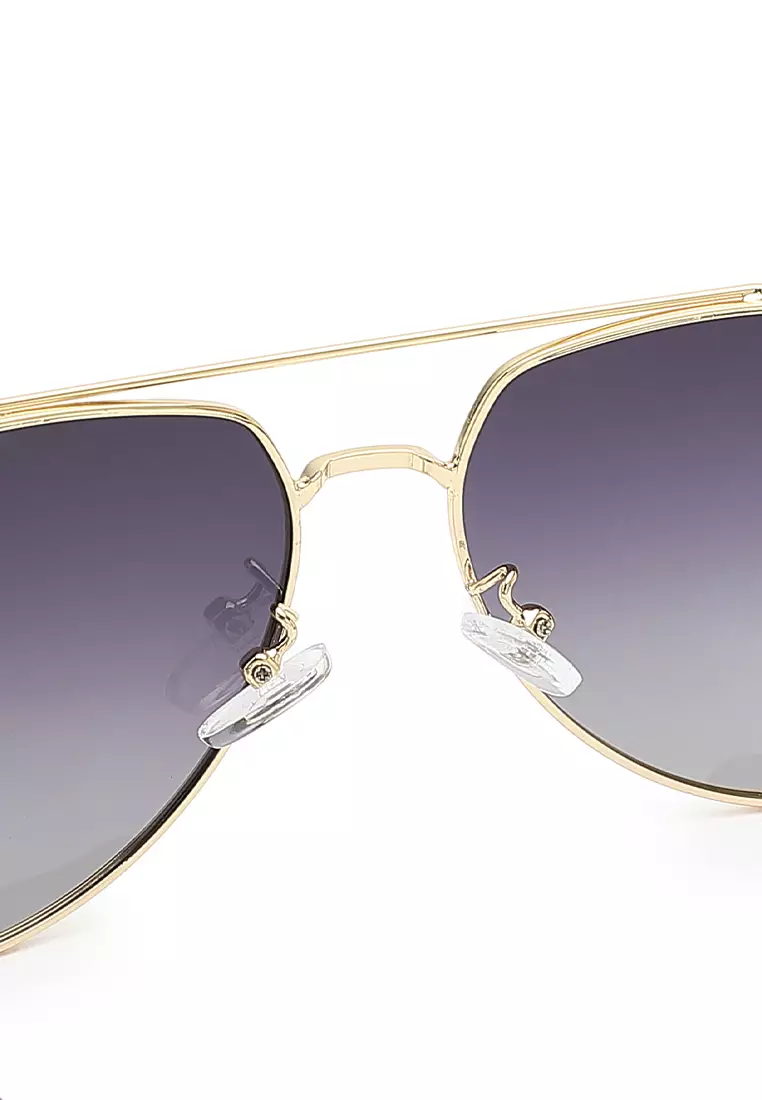 Unisex Polarized Aviator Sunglasses (Kacamata Hitam) - Emas / Abu-Abu
