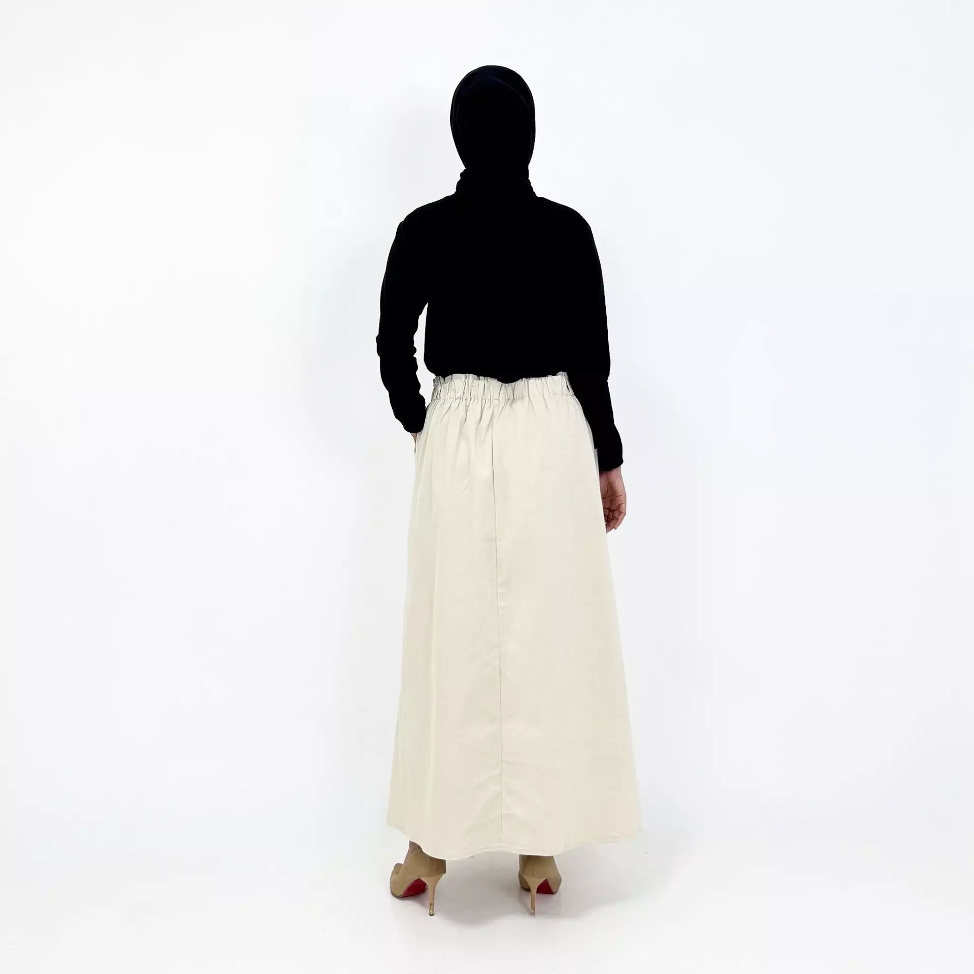 Tita Basic Skirt | Size L-XXL | Rok Panjang Twill Polos Ngantor | Beige