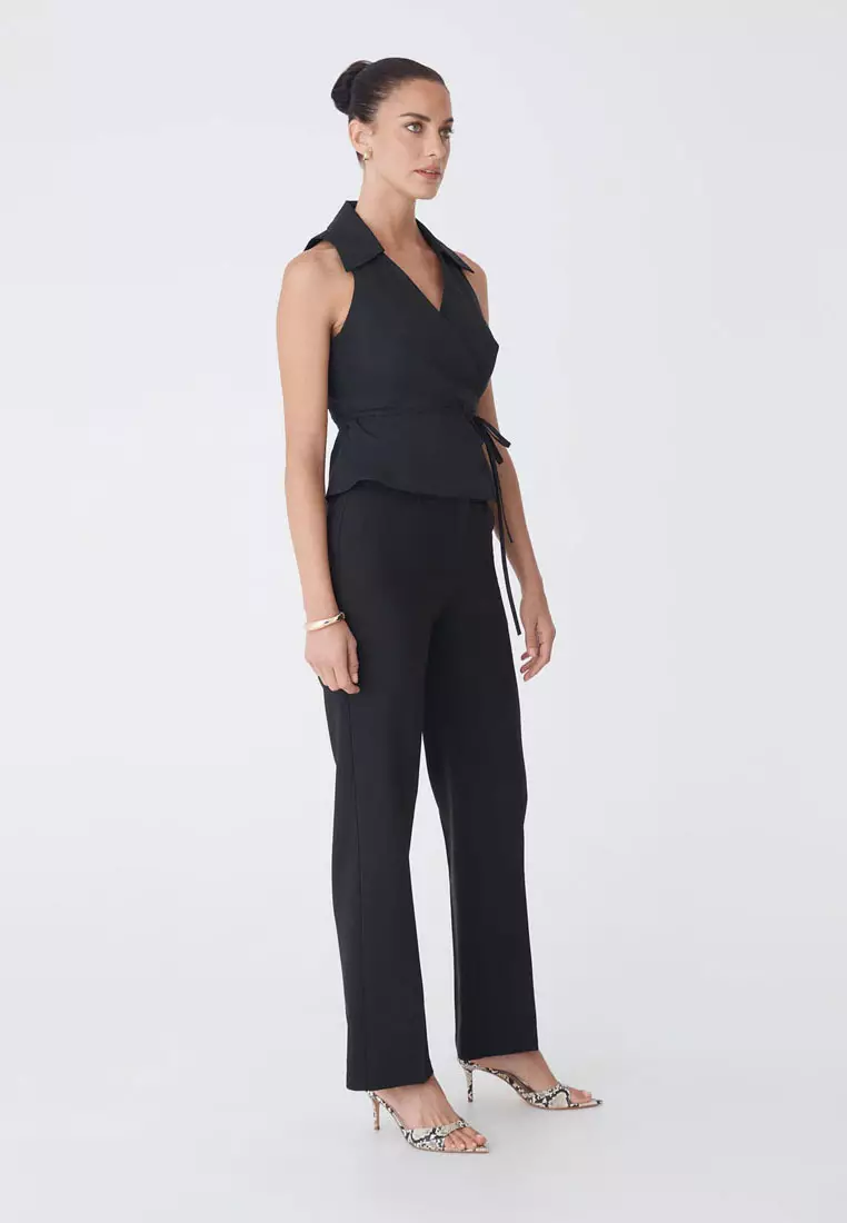 Layla Collared Wrap Top