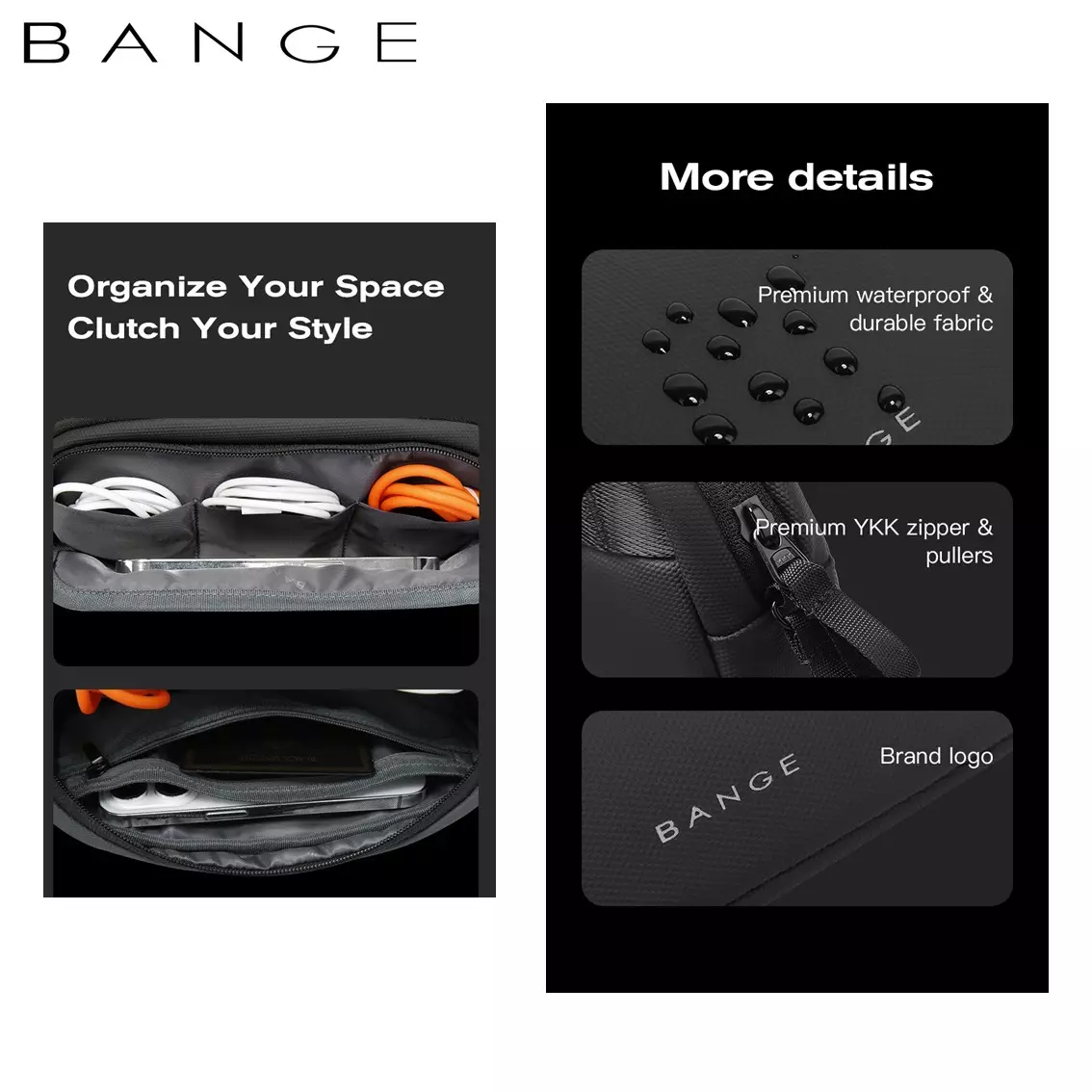 BANGE BG3066 Clutch Storage Hand Bag pria Tas Tangan Pria waterproof - DARK BLUE
