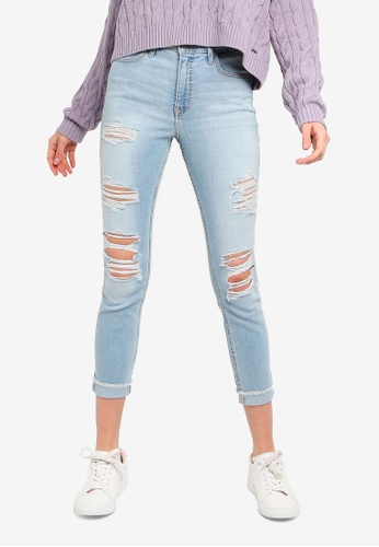 Buy Hollister High Rise Crop Jeans Online Zalora Singapore
