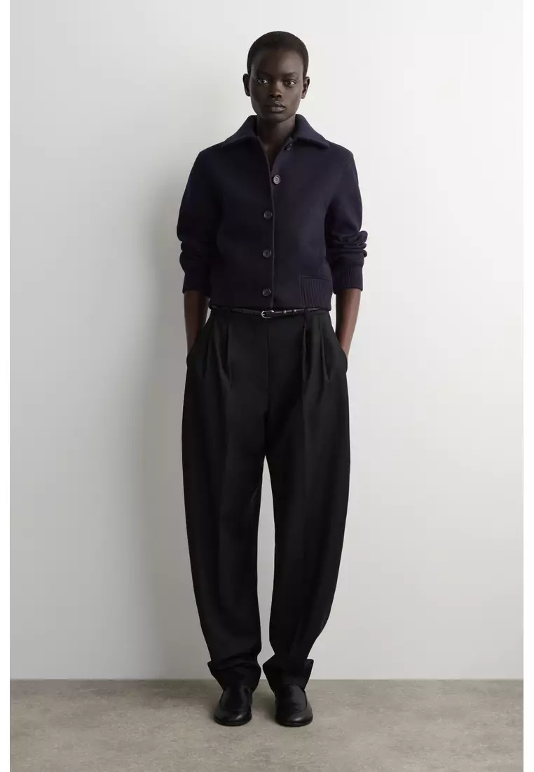 RIBBED-COLLAR BOILED MERINO WOOL JACKET