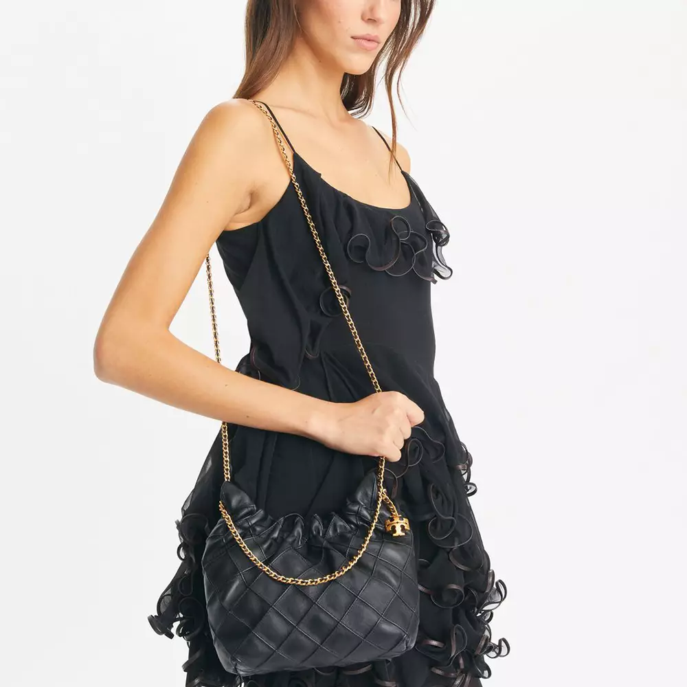 Fleming Chain Mini Hobo Bag Black