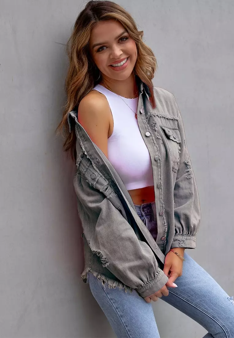 New autumn long-sleeved casual lapel jacket CA25091502GY