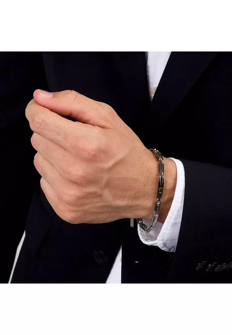 Maserati Iconic Men's Bracelet, 19+3.5cm, Stainless Steel jewelry, Silver Logo, JM425AVD108