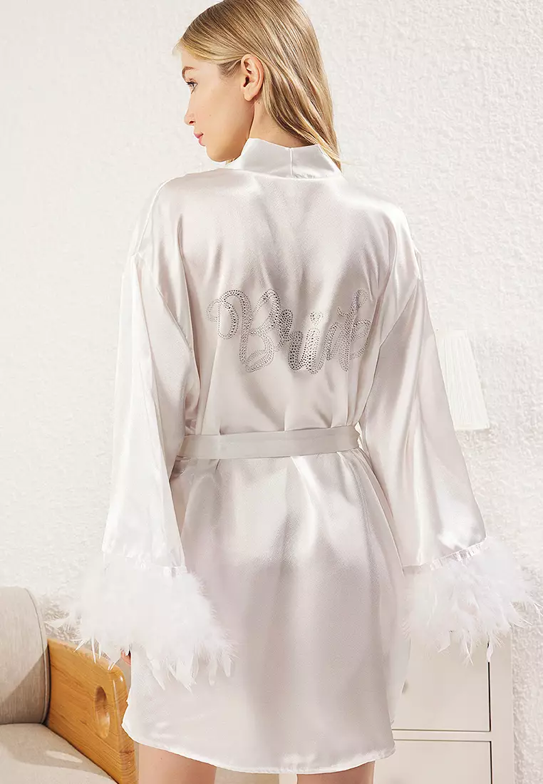 Bride 鴕鳥毛細節睡袍