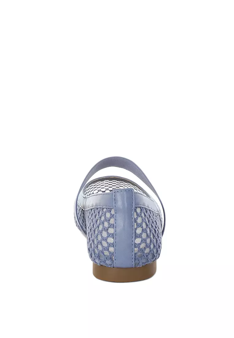 Sepatu Balerina Tali Tengah Kaki Berwarna Biru