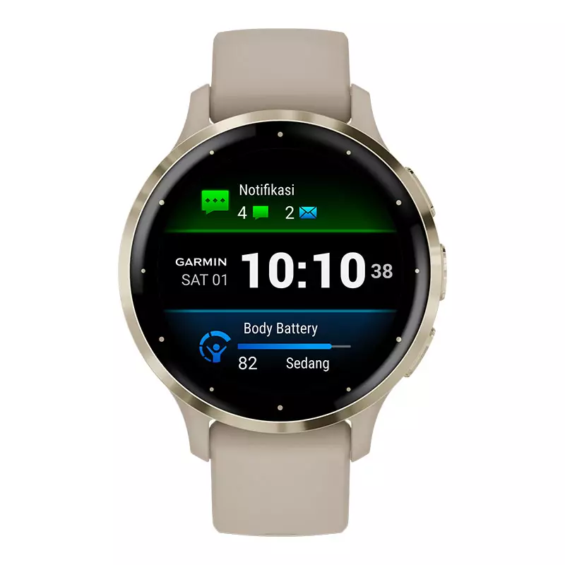 Jam Tangan Unisex Garmin Venu 3S 010-02785-52 Smartwatch Digital Dial French Gray Silicone Band