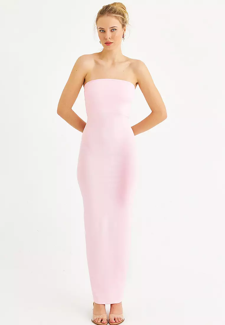 Strapless Slit Maxi Dress