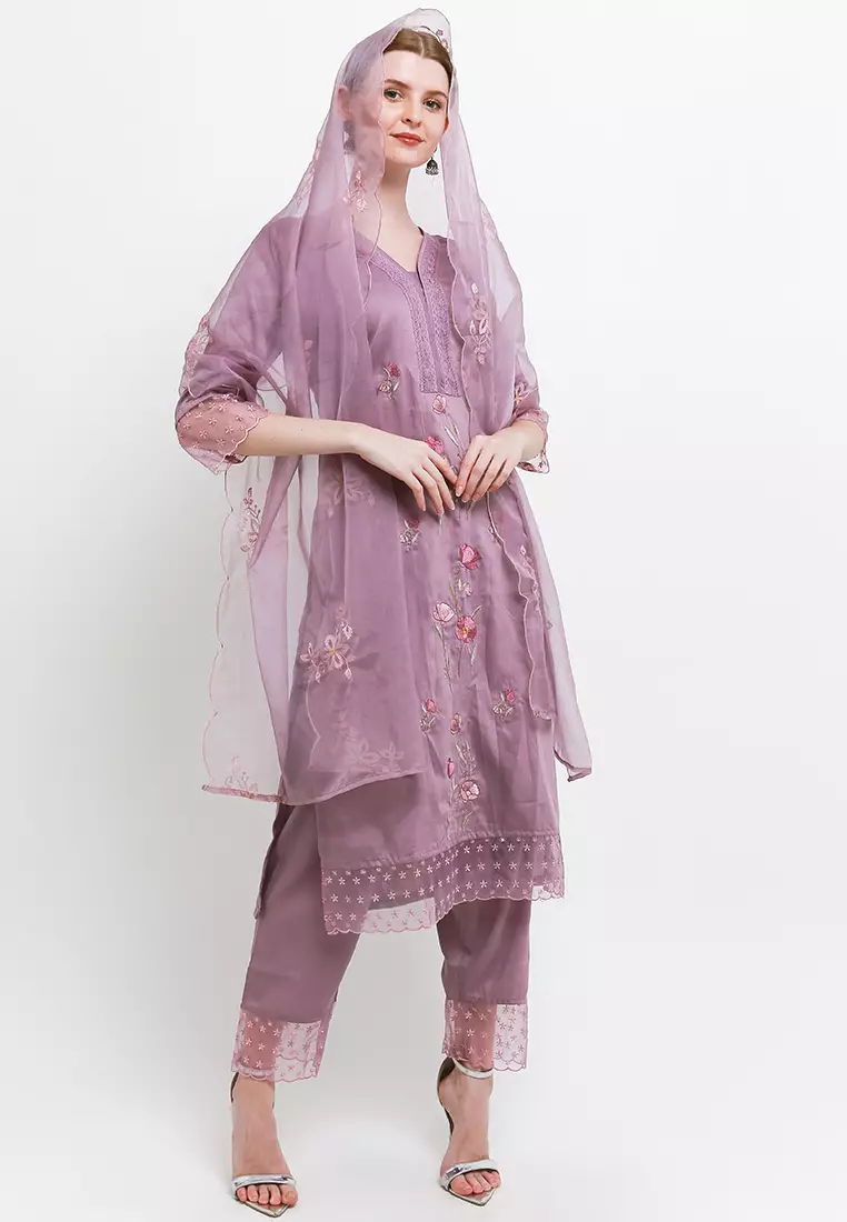 Chanira Festive Palmira Tunic Set-Lilac