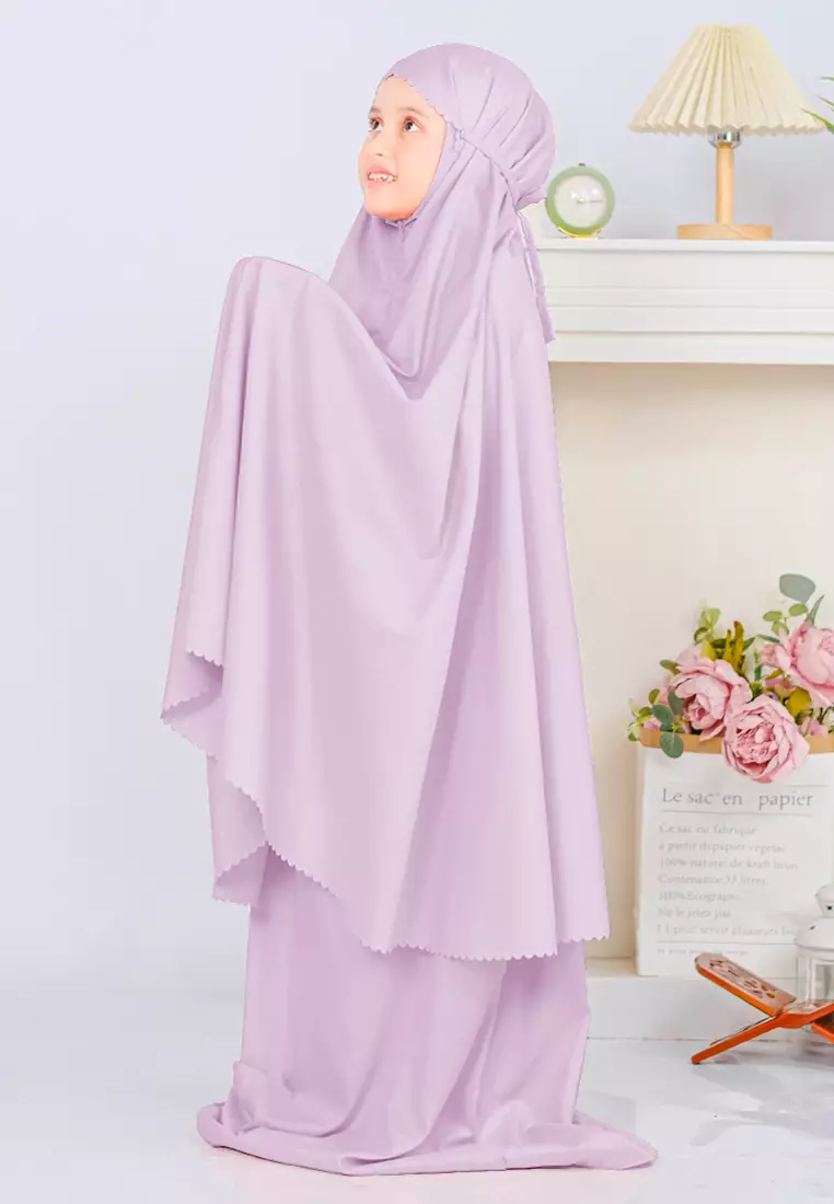 Zelena - Mukena Basic Sabira Lasercut 2in1 Prayer Set - Anak