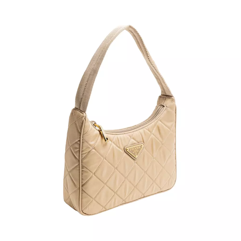 Jual Prada Prada ReEdition Quilted Nylon Shoulder Bag Cameo Beige