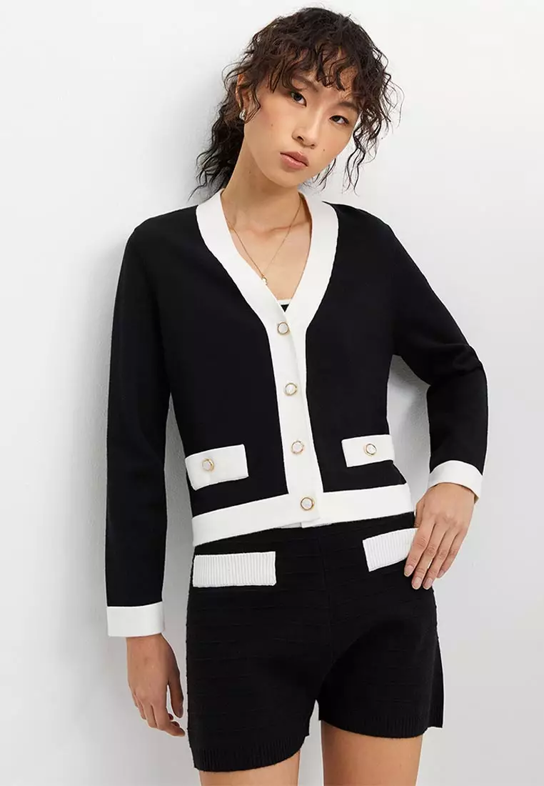 Contrast Trim Cardigan