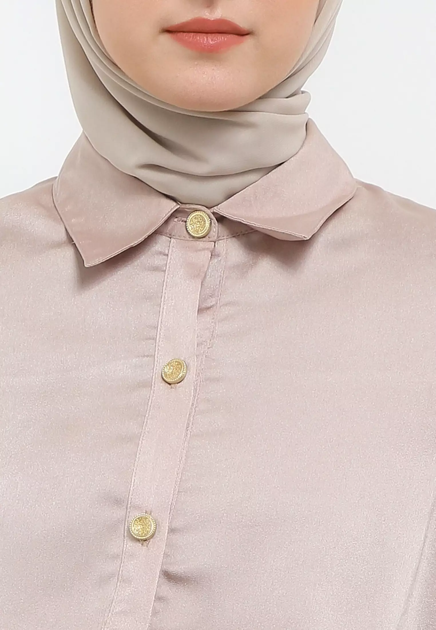 MFMW Aiko Atasan Blouse Satin Dark Brown