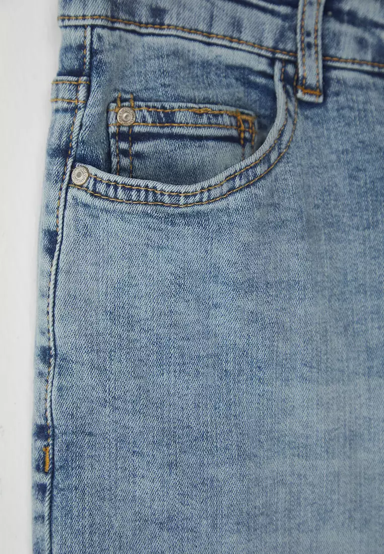 Light Blue High Waist Straight Fit Large Size Jeans Tbbss25Cj00034