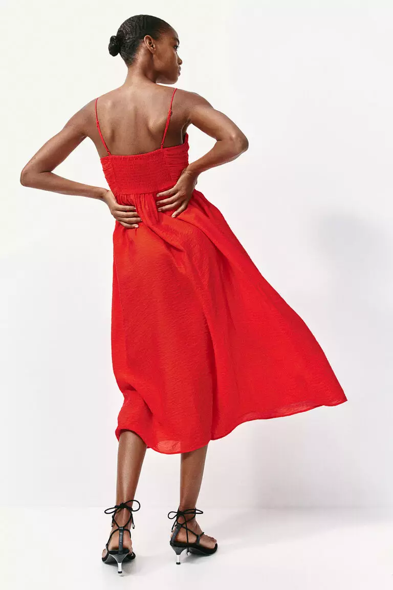 Gathered-bodice dress