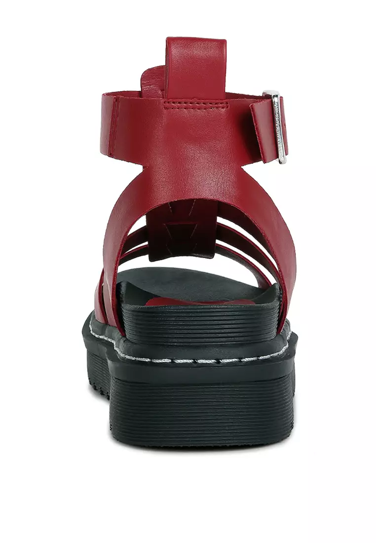 Burgundy gladiator sandals deals