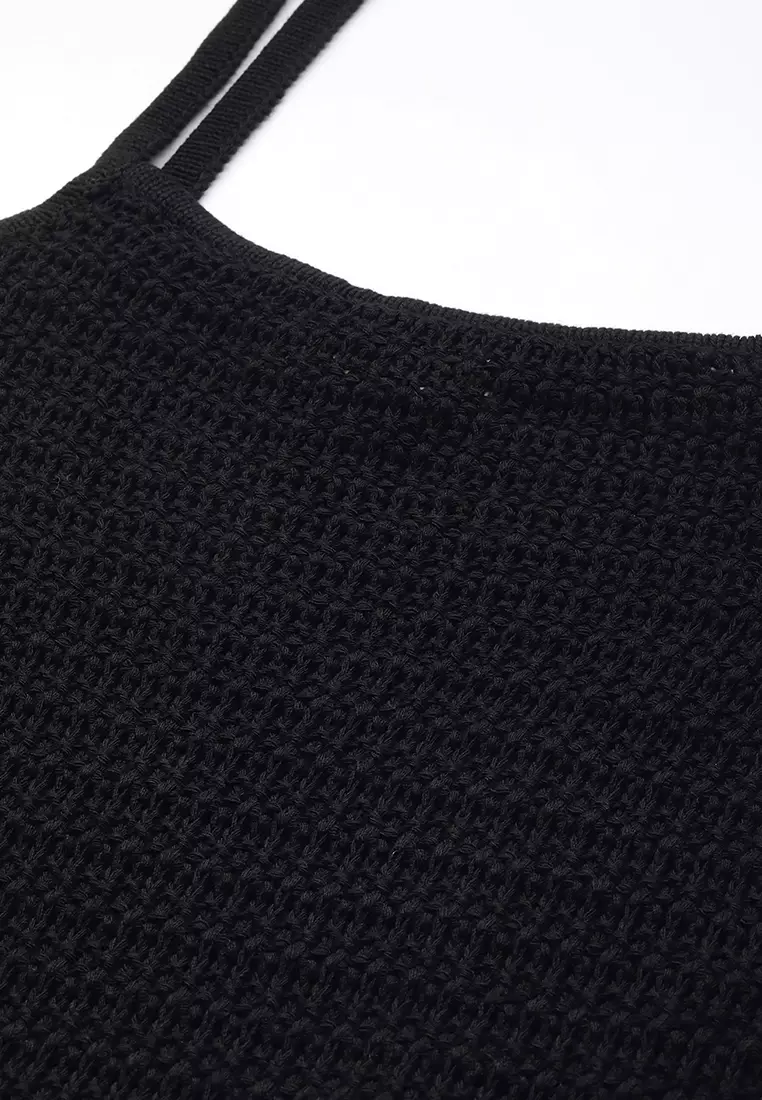 Black Straight Side Slit Dress