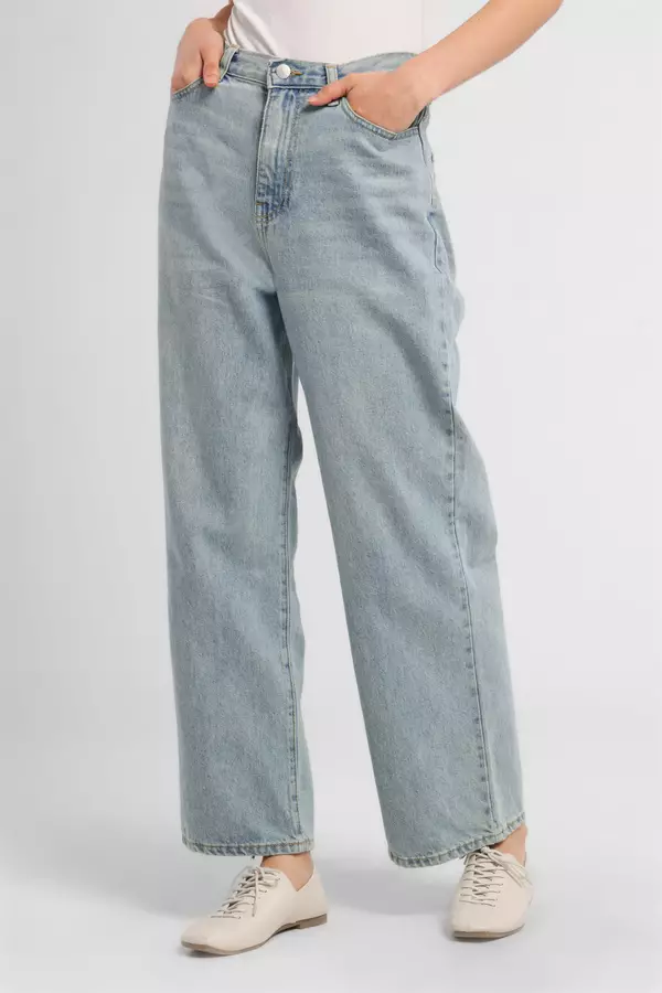 MINIMAL - MN333 - Celana Jeans Lebar - Light Blue Warna Blue_Light