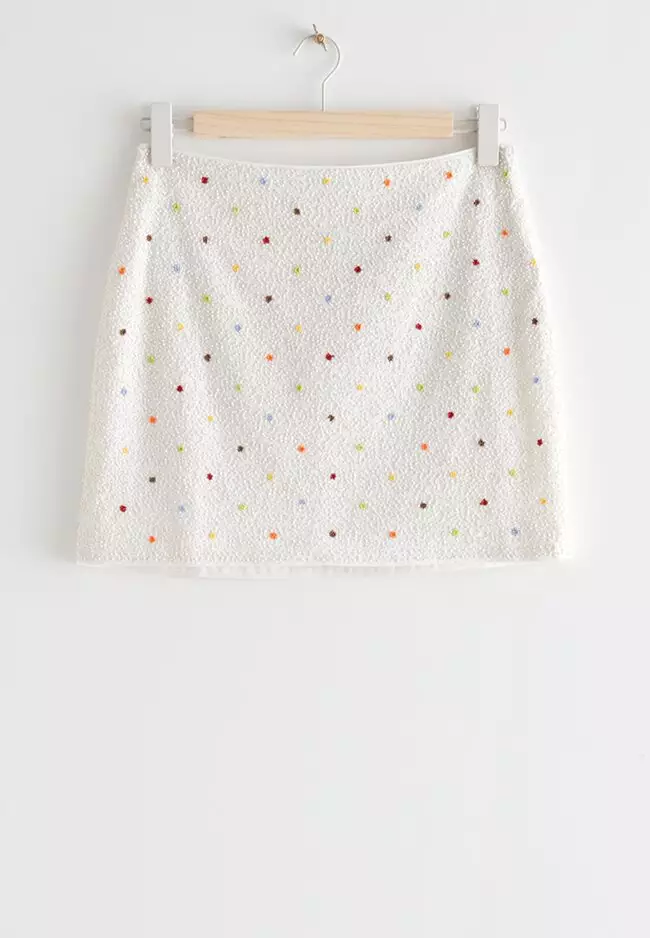Floral Bead Mini Skirt