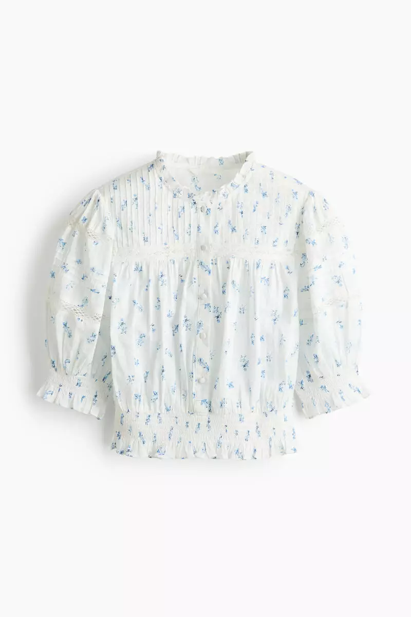 Pintucked cotton blouse