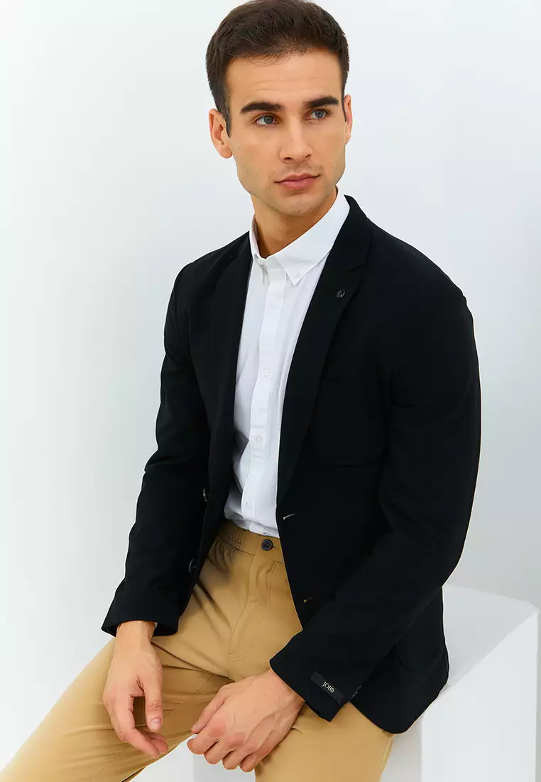 Jobb Edmond-T2 Blazer Pria Slim Fit Hitam