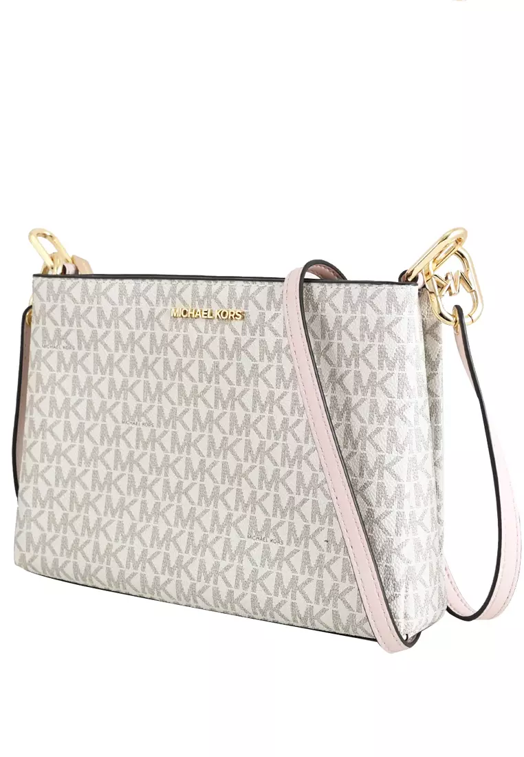Trisha Medium Logo Crossbody Bag - Vanilla/Powder Blush