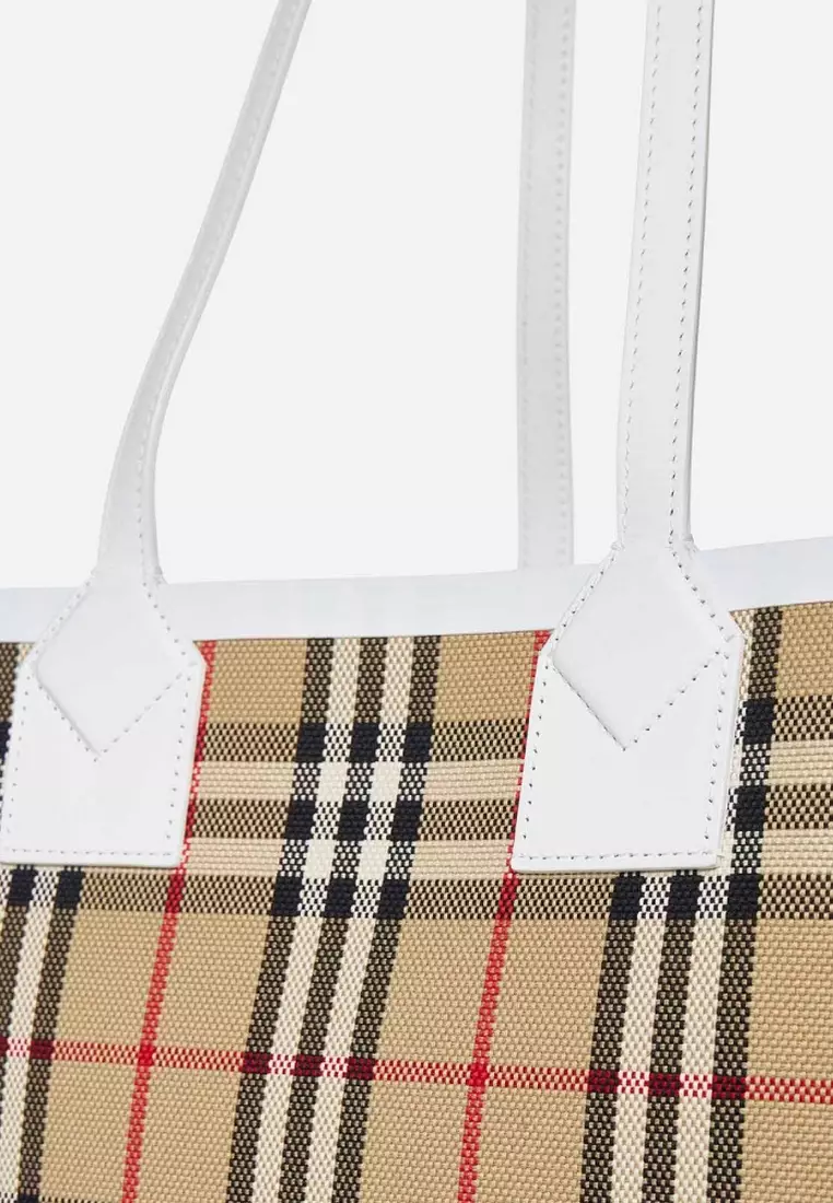 Small London Tote Bag in Archive Beige/White