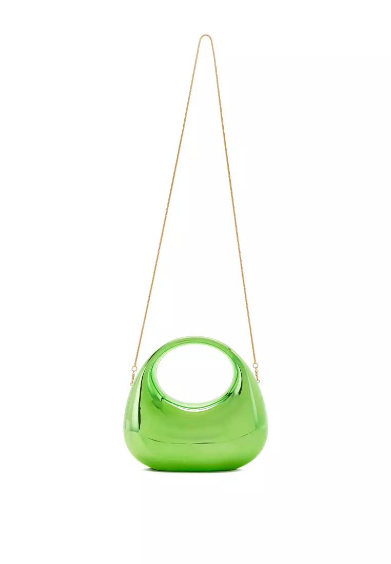 Tas Genggam Mini Metalik Akrilik Warna Hijau