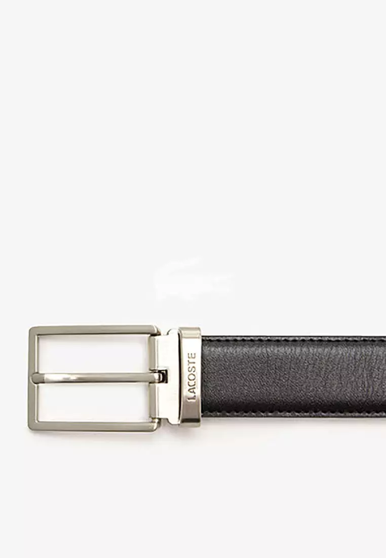 Men's Smooth Leather Belt/2 Logo Buckle Gift Set - Men's Belts