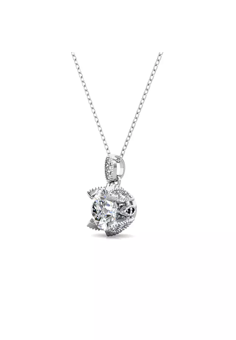 Berlian Moissanite Le Delicate Pendant [GRA CERTIFICATE MOISSANITE DIAMOND] - Kalung Moissanite Diamond 1 CT Silver 925 CELESTA by Her Jewellery