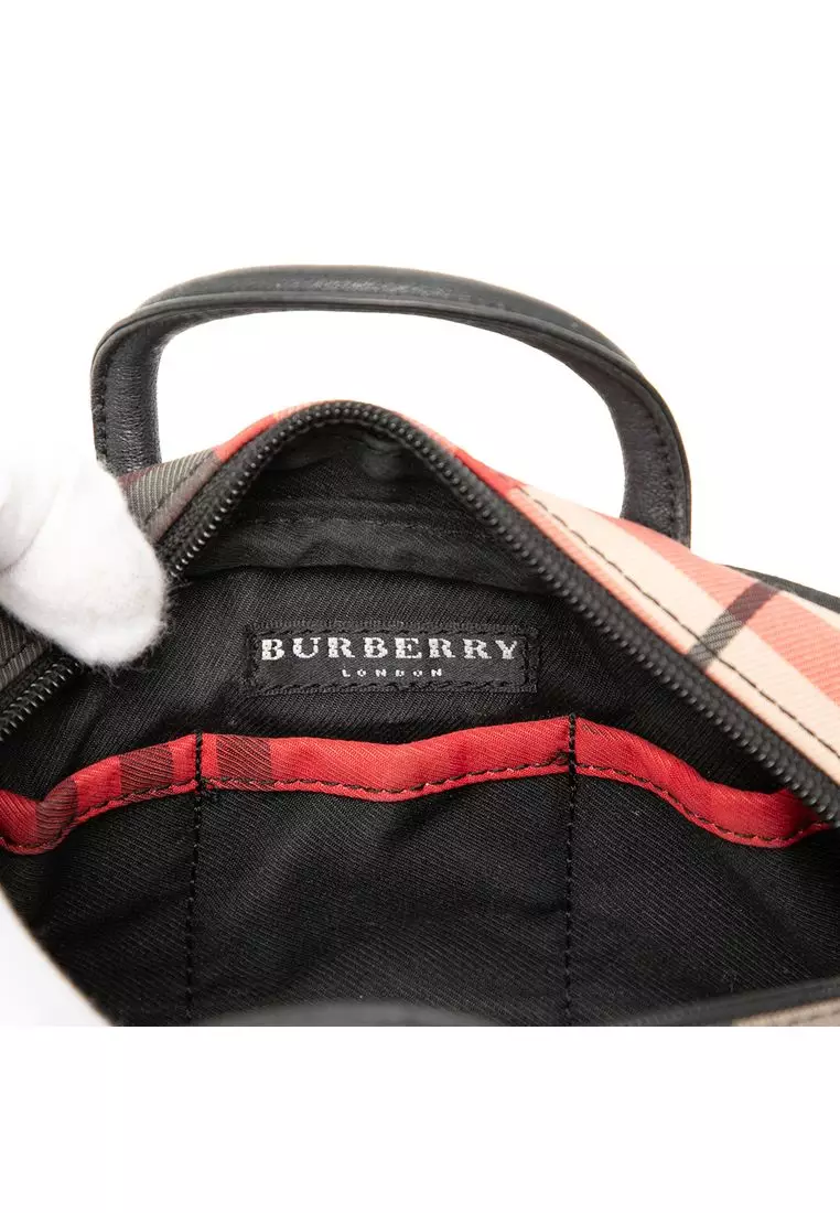 Pre-Loved Burberry Mini Exploded Check Canvas Handbag