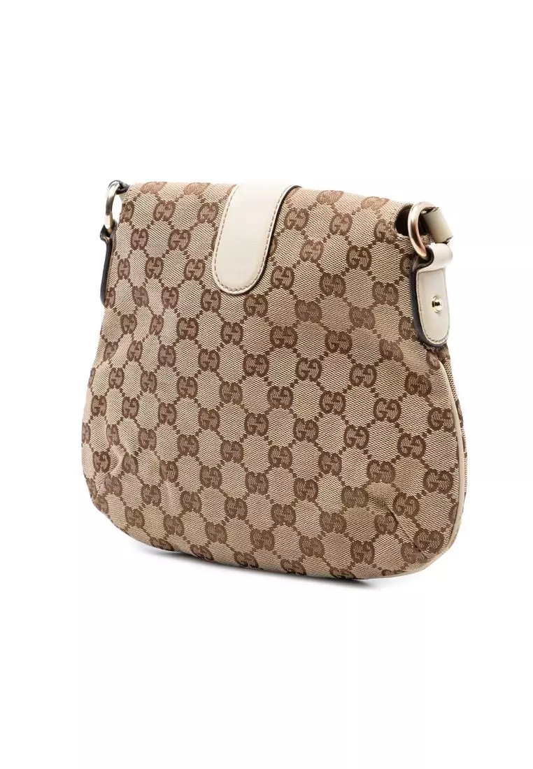 Pre-Loved Gucci Gg Canvas Horsebit Shoulder Bag