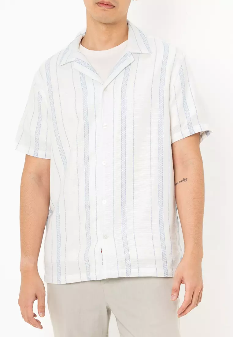Textured Regular Camp Shirt - Tommy Jeans