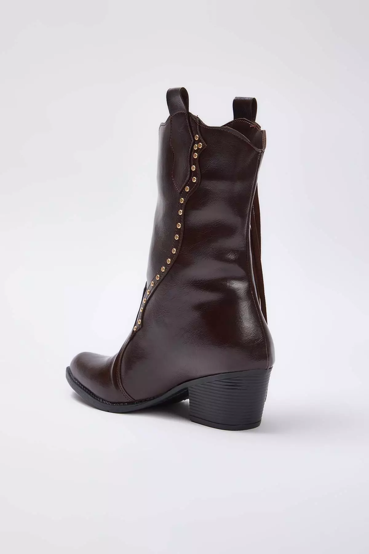 Brown Tassel And Trok Detailed Women'S 6 Cm Block Heeled Cowboy Boots Takaw26Bo00104