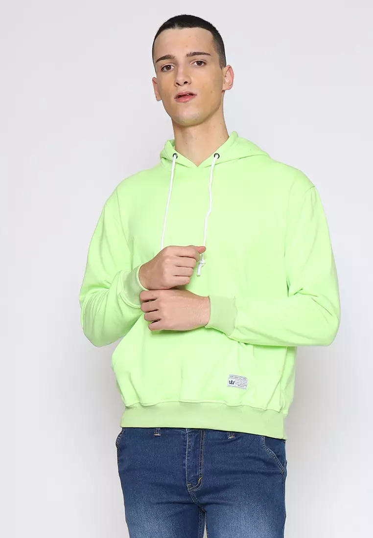 17SEVEN Hoodie basic Pria 028-HIJAU STABILO