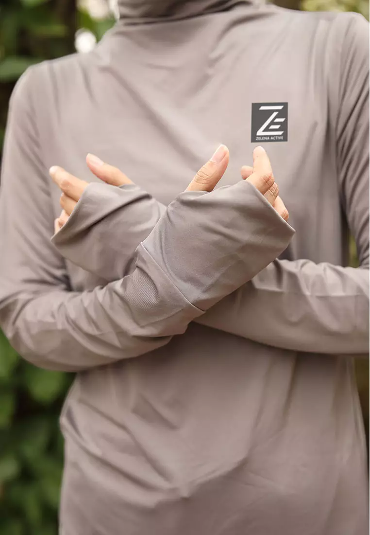 Zelena - Haya Inner Thumbhole Dry Fit | Kaos Olahraga Polos - Savannah Tan - L