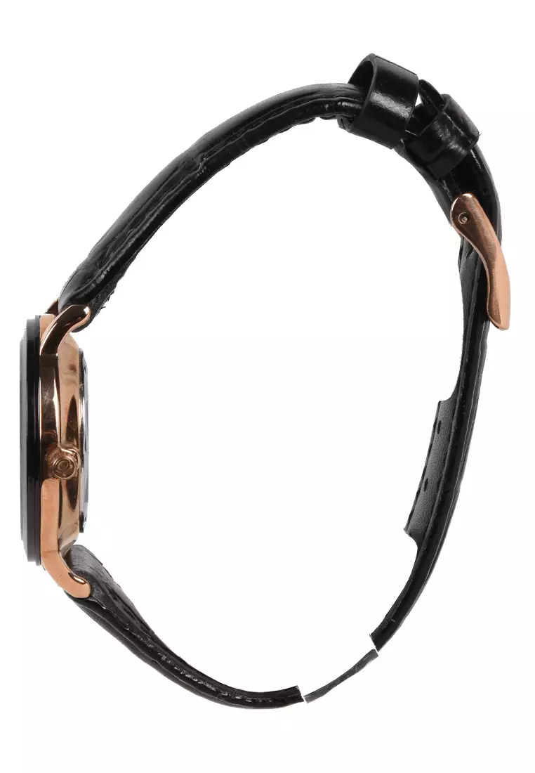 Alfa - Jam Tangan Wanita - Rosegold - Black Leather Strap - 55033L-C