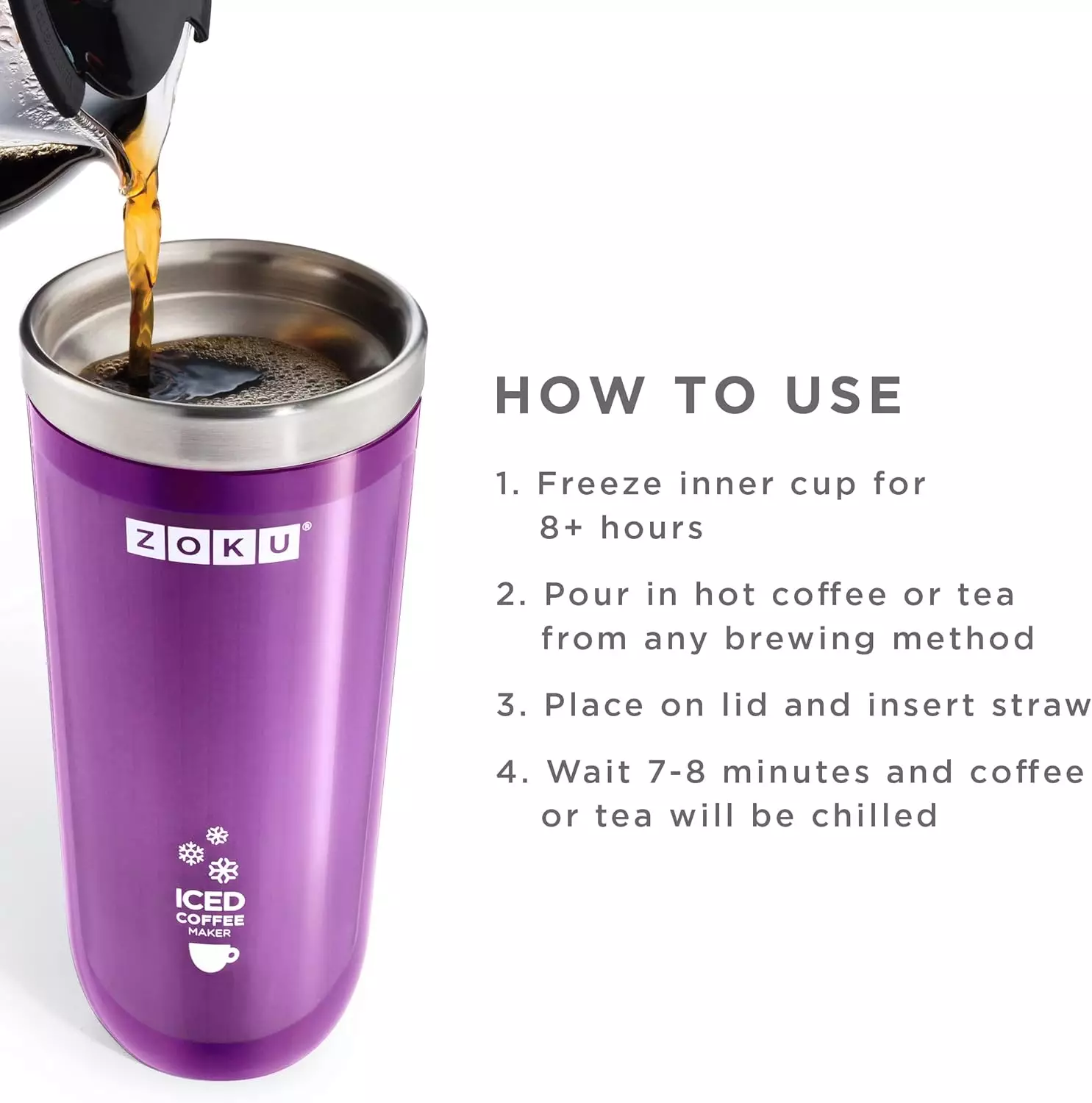 Zoku Purple Iced Coffee Maker - Alat Pembuat Es Kopi Instan