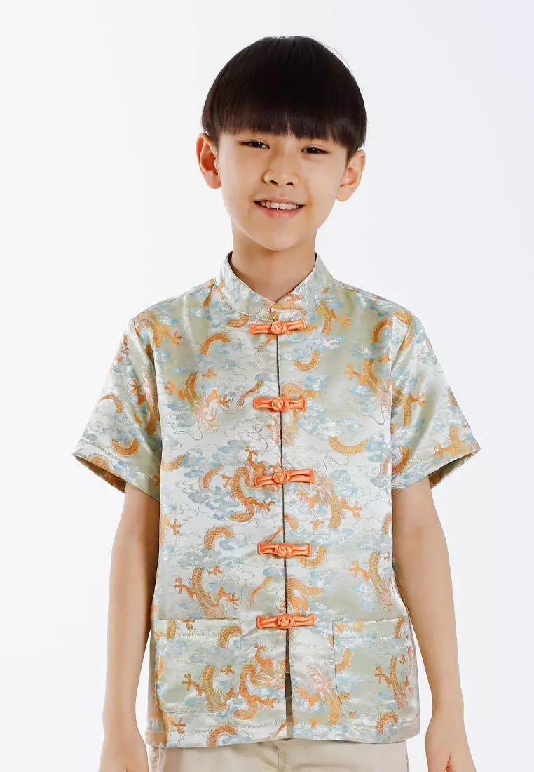 Forest Jacquard Tang Suit Cheongsam Dress | CNY 2025 Family Wear - FK20267-42LtGreen