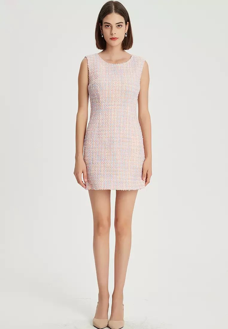 French Tweed Sleeveless one-piece Dress B22060123