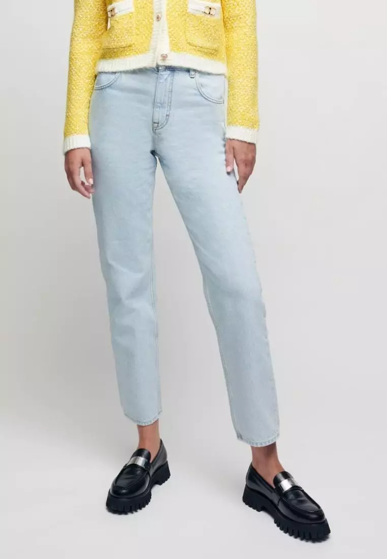 Maje Straight Cropped Jeans - Blue - 38