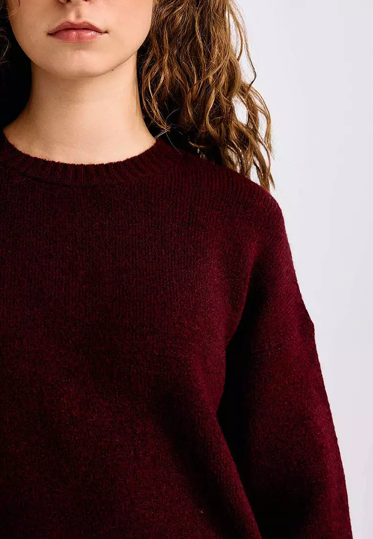 Oversize Fit Wide Pattern Crew Neck Knitwear