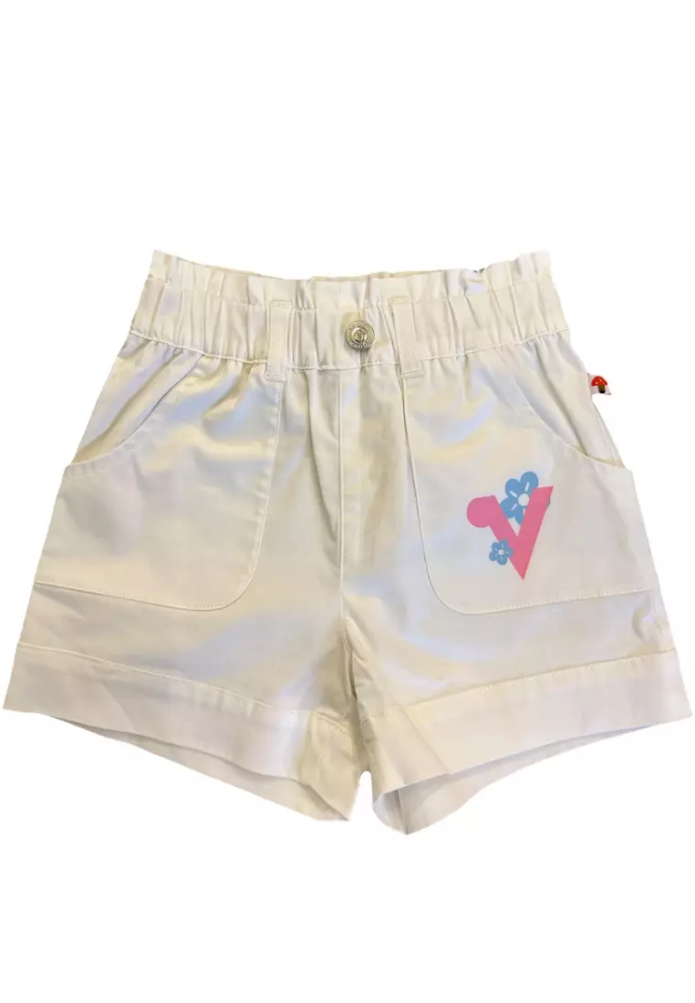 Girls white top cotton shorts