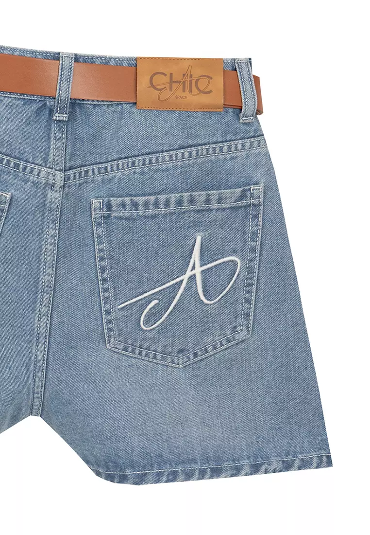Denim Shorts With Belt