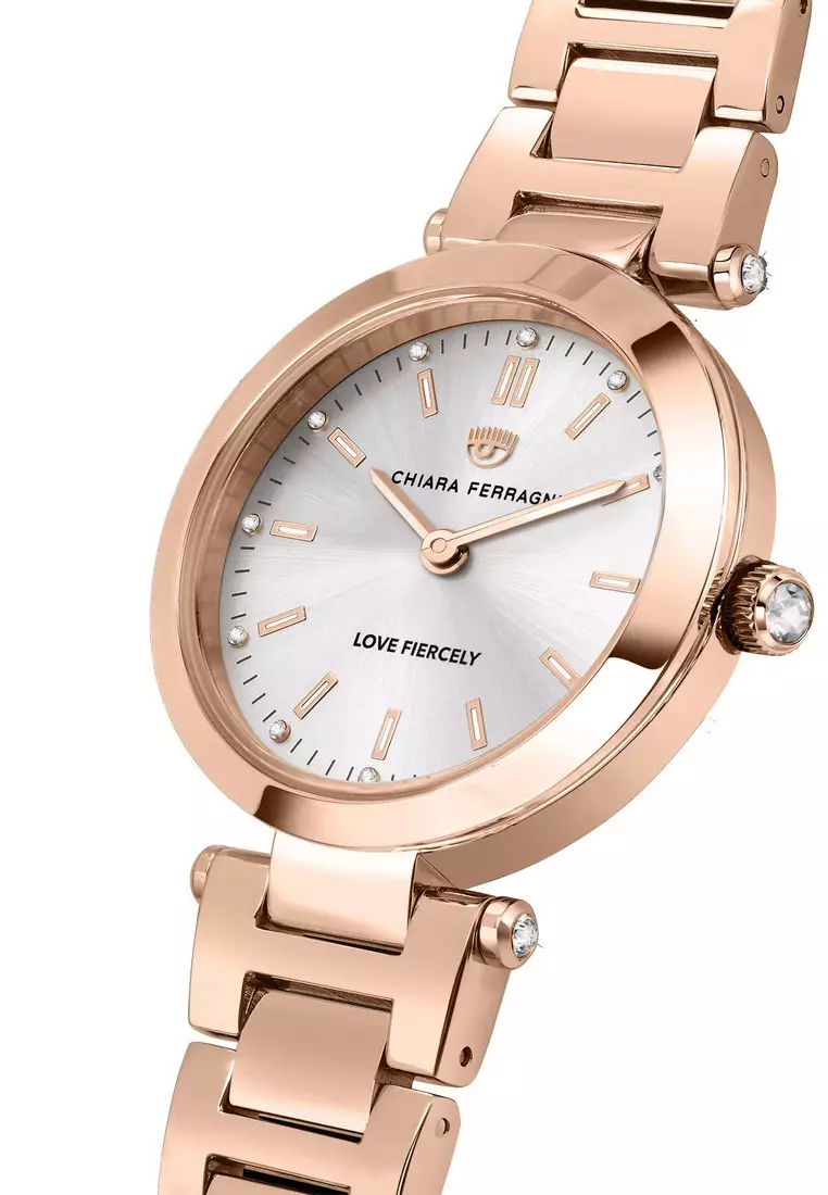 【2 Years Warranty】 Chiara Ferragni Lady Like 34mm Yellow Gold Sunray Dial Women's Quartz Watch R1953103505