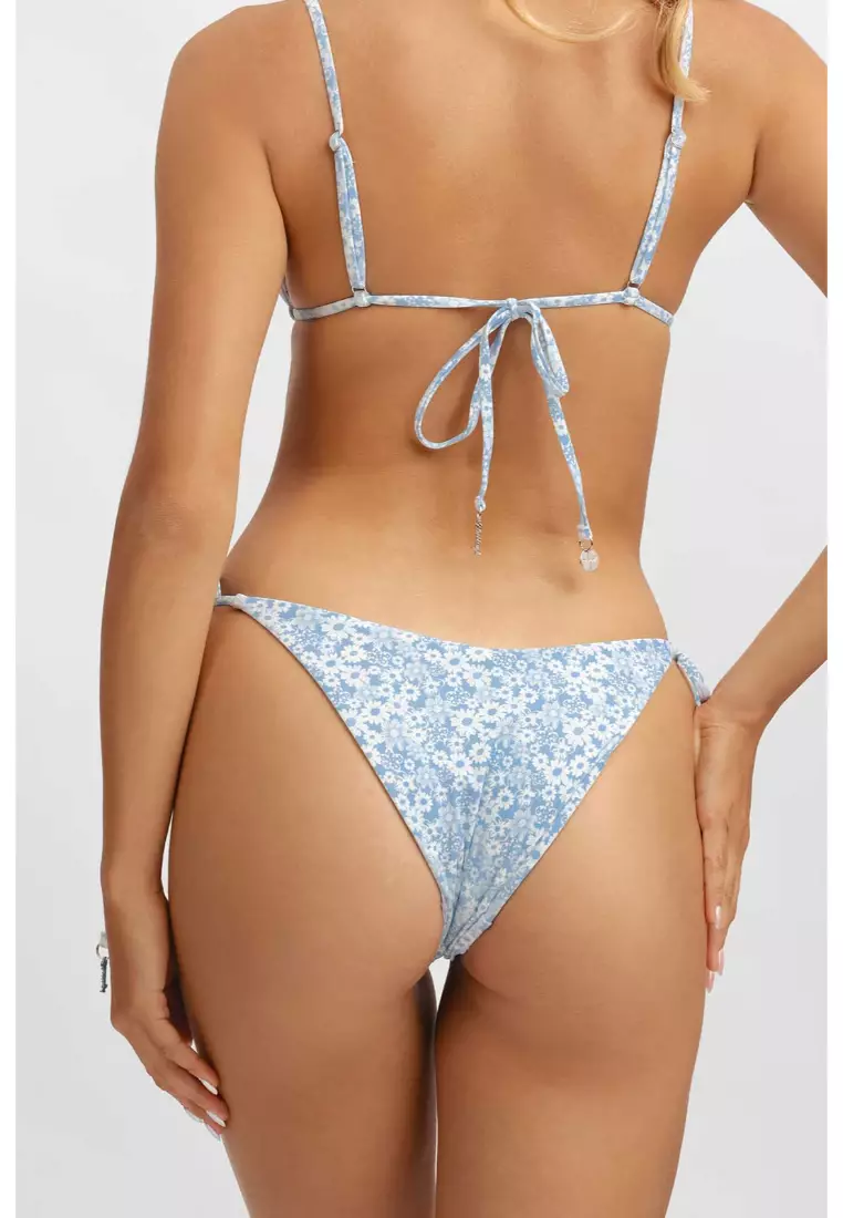 Kelly Side-Ties Cheeky Bikini Bottoms / Blue Blossom