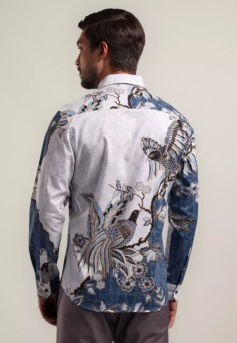 MOC - Kemeja Batik Pria Lengan Panjang Nurras - Blue