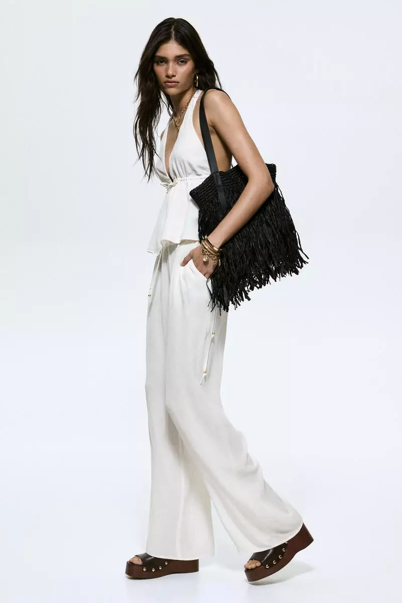 Viscose drawstring trousers