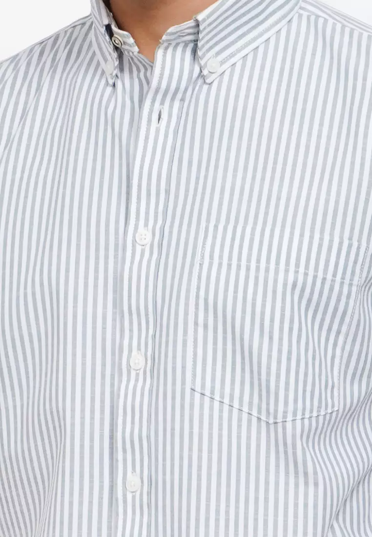 Relaxed Fit Long Sleeve Stripe Shirt